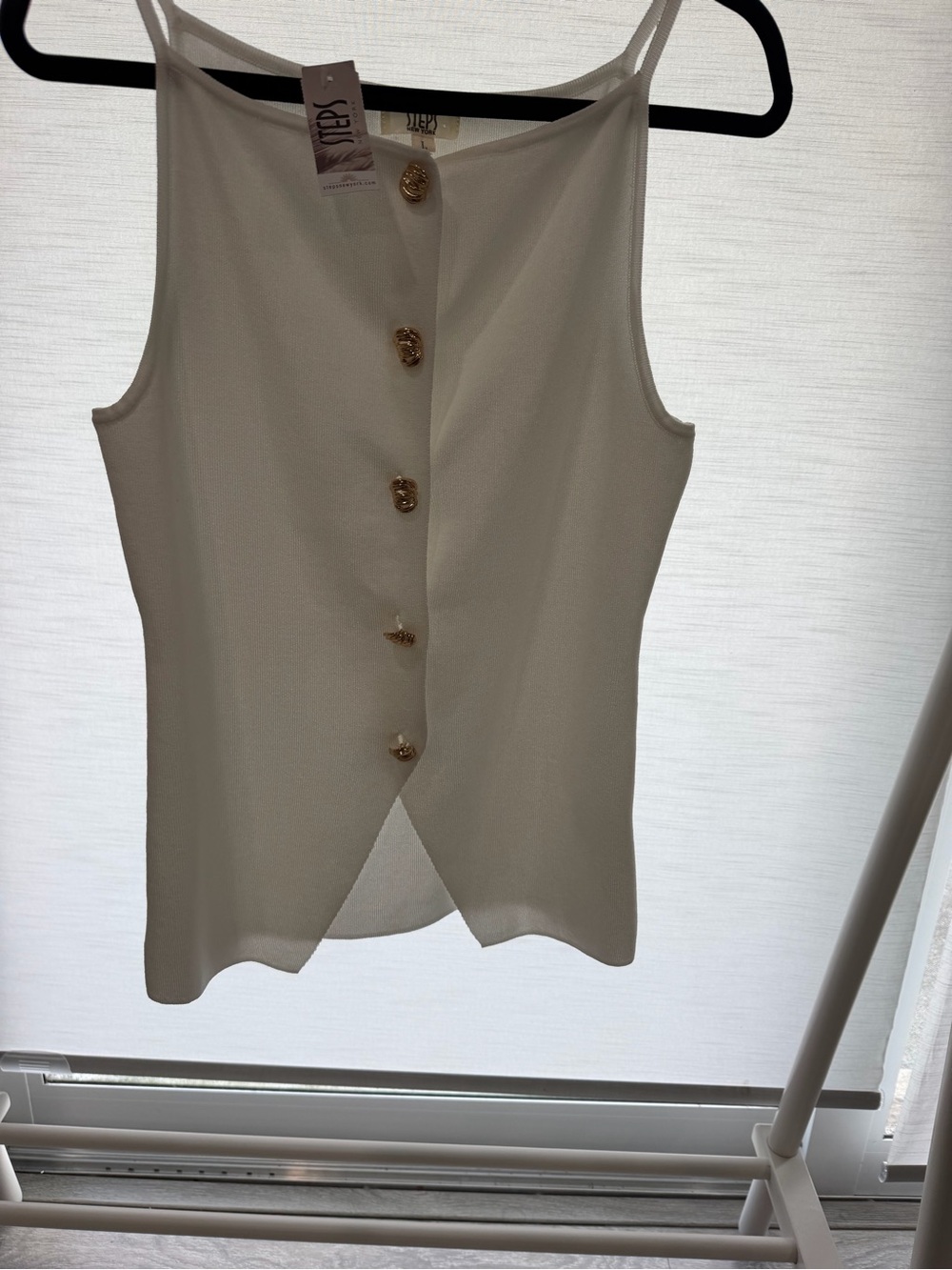 Light Cream Spaghetti-Strap Button-Front Camisole